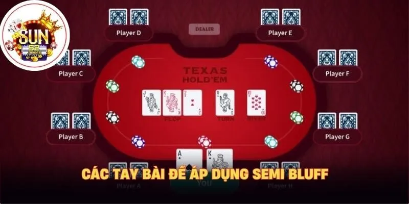 Các tay bài để áp dụng semi bluff